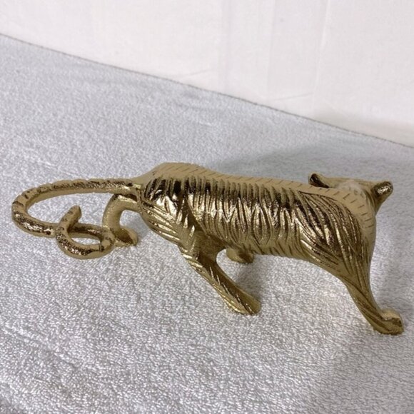 Vintage Gold Tone Jaguar Tiger Statue Figure Sculpture Cat Kitty Decor Art - Picture 9 of 14